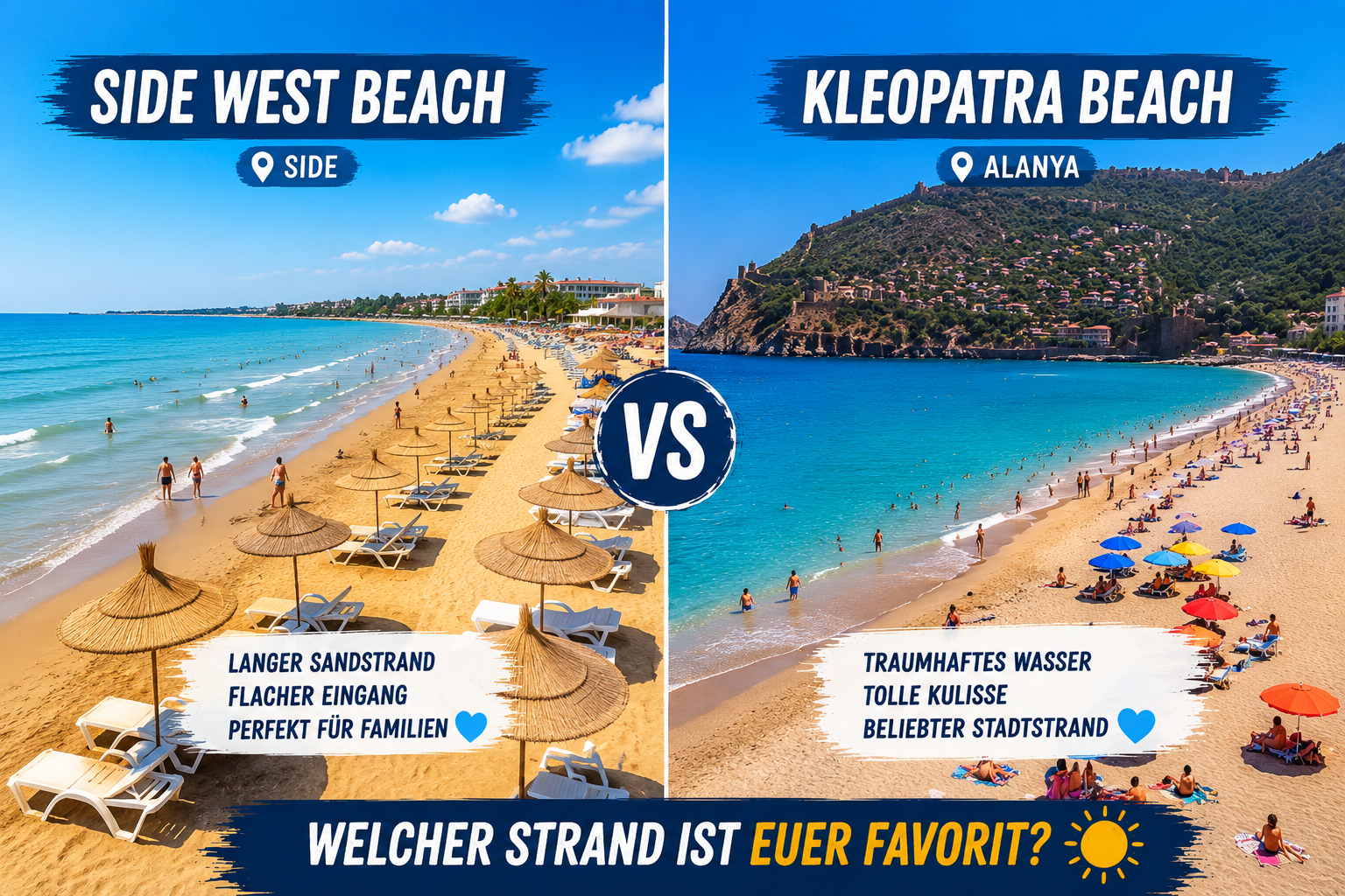 Kleopatra Beach oder Side West Beach?