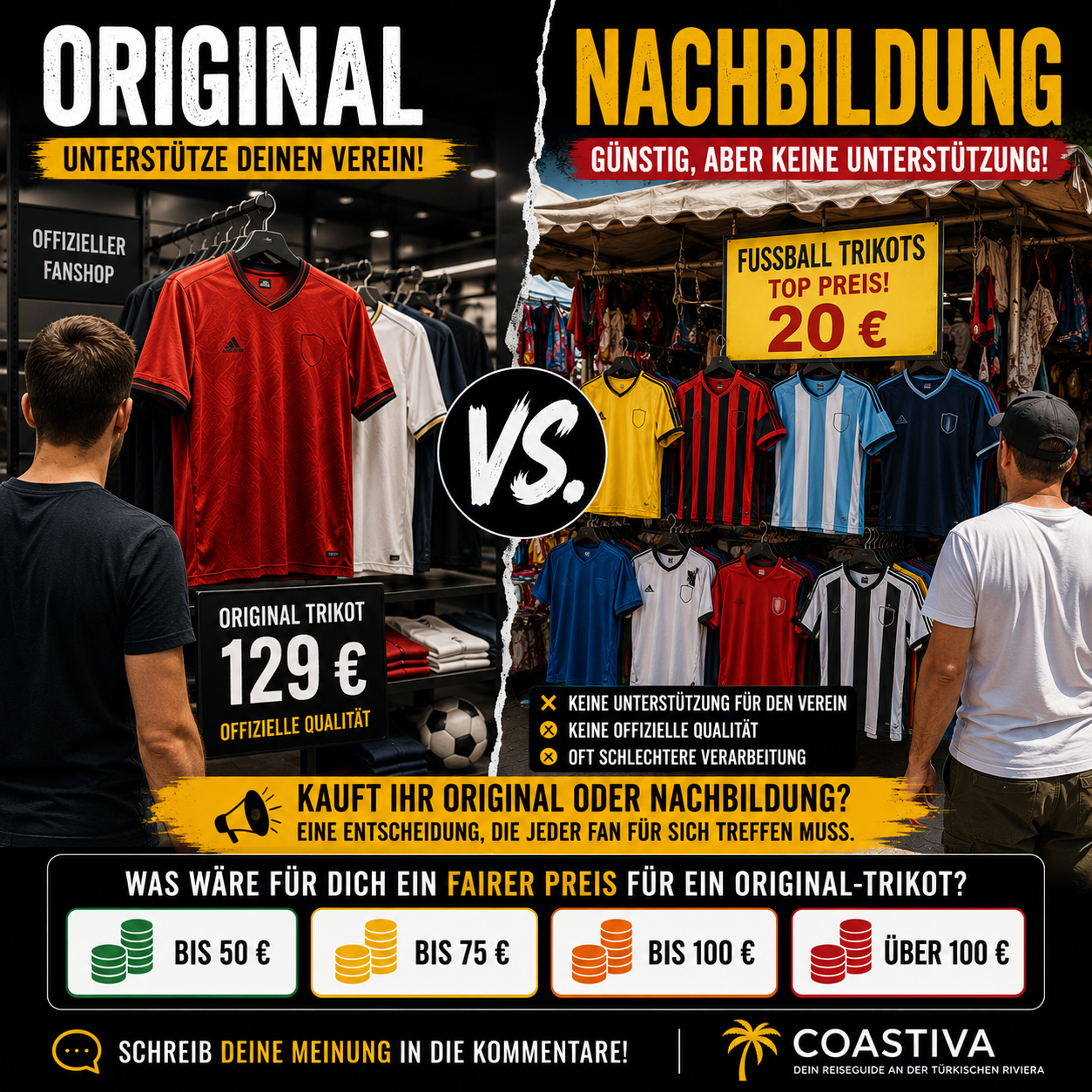 Original oder Nachbildung? Kaum ein Thema wird unter Fußballfans so kontrovers diskutiert.