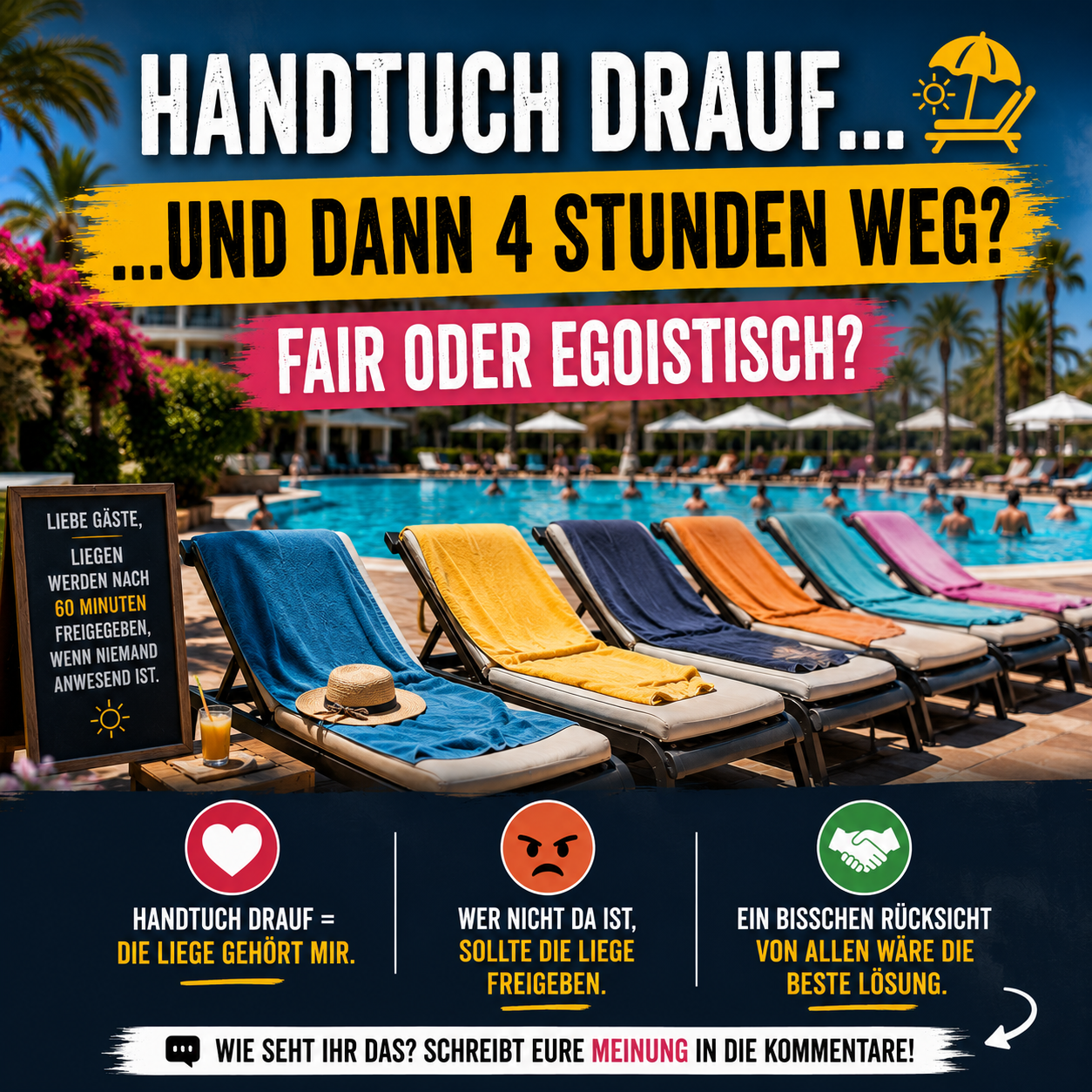 6 Uhr morgens. Das Handtuch liegt schon da...
